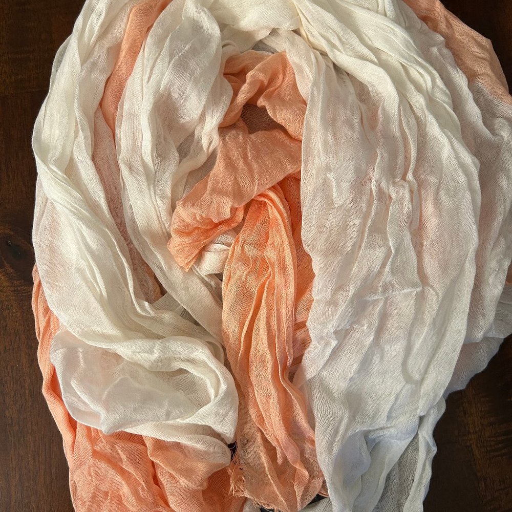 Coral Pink and Off White Scarf